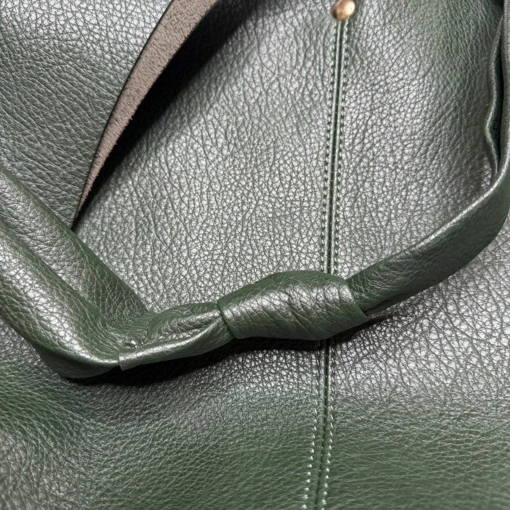 ANTHROPOLOGIE The Love Knot Sloucy Hobo Bag Forest Green Pebbled Knotted Strap - Picture 7 of 10